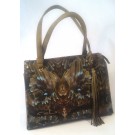 Borsa modello Terry, canvas di cotone e camoscio verde