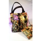 Borsa sacca viola e verde in PVC e stoffa- grande