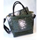 Borsa vaschetta in nylon stampato disegno mare verde