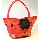 Borsa vaschetta in nylon stampato disegno rosso e nero 