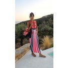 Vestito lungo rosso e nero, motivo sub