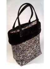 Borsa in PVC, rifinita con ecopelo nero- motivo sassi piccoli