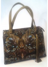Borsa modello Terry, canvas di cotone e camoscio verde