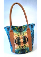 Borsa secchiello senza cerniera in pvc motivo sub turchese