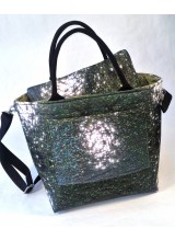 Borsa vaschetta in nylon stampato disegno mare verde