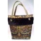 Borsa in Nylon, rifinita con ecopelo nero- motivo verde